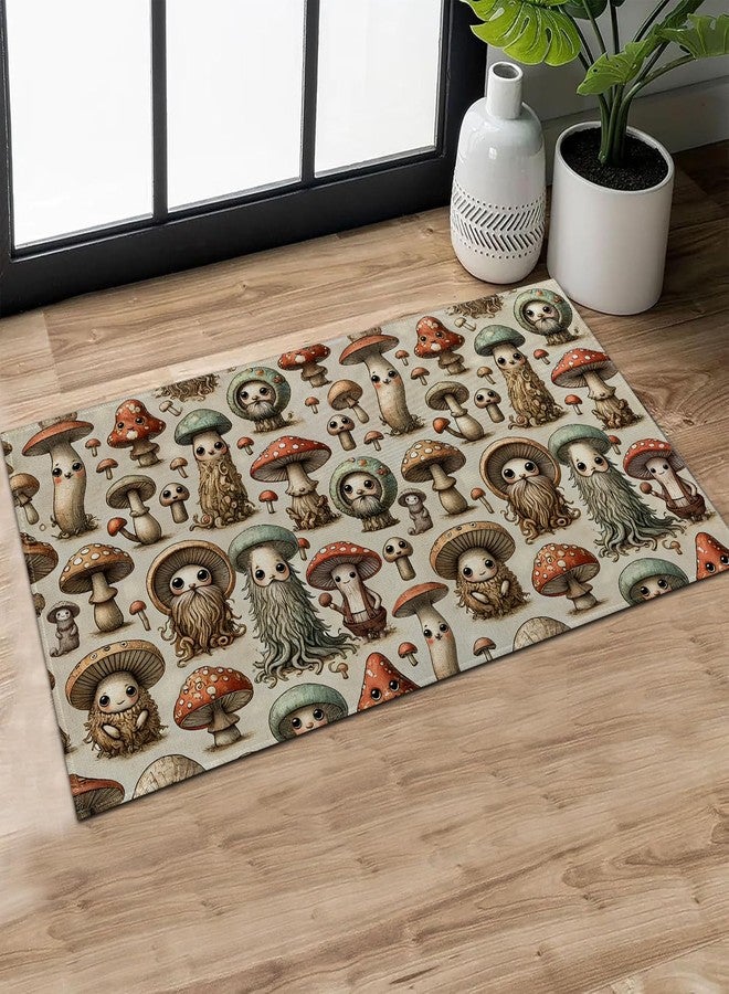MIEPOS Cute Mushroom Indoor Door Mat,Whimsical Cartoon Doormat, 29.5x17in Non-Slip Rubber Backing Floor Mat,Entry Rug,for Living Room,Office,Rv,Kitchen,Entryway Doorways Mats Decor,Doormats Gifts - Image 1