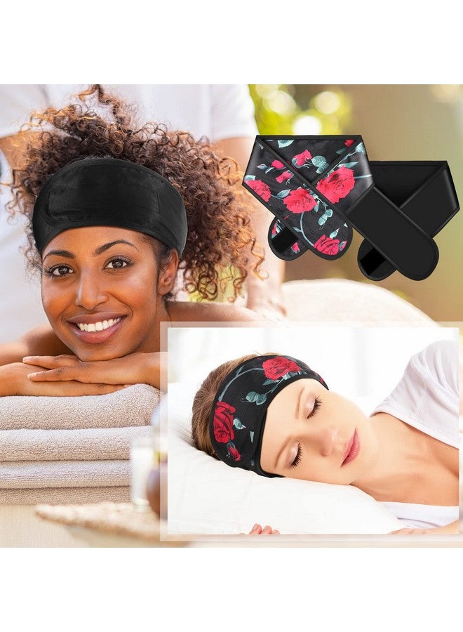 Eurzom 4 Pieces Satin Hair Wrap Scarf Satin Headband For Black Women'S Hair Adjustable Silk Hair Wraps For Sleeping Nonslip Strips (Black Champagneleopard Print Flower)  - Image 5