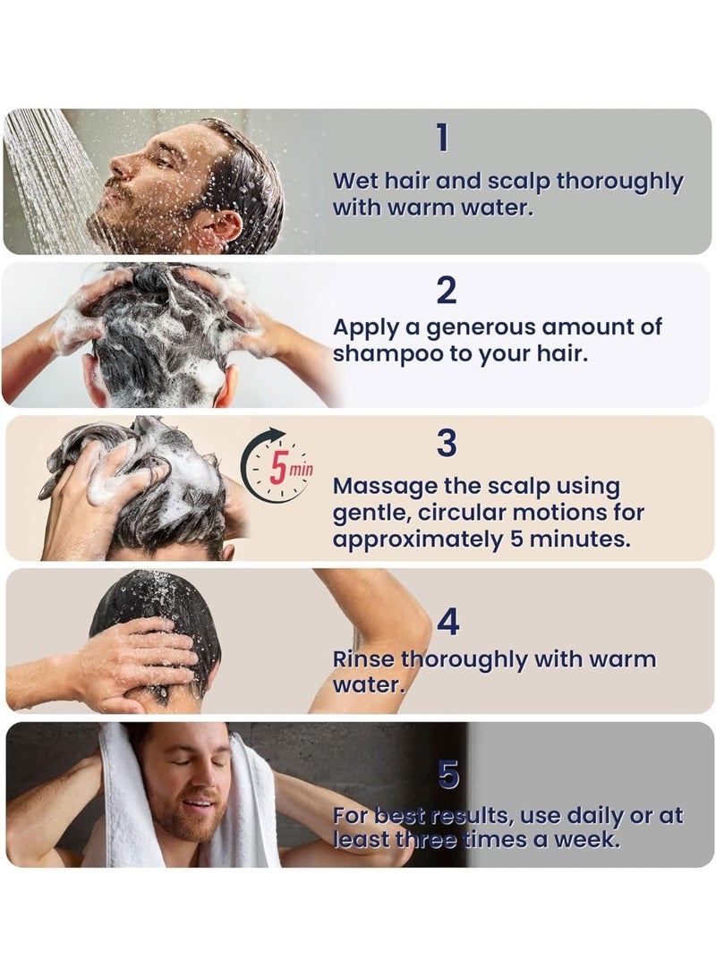 Uttse Biotion Hair Growth Shampoo for Men: Natural Thickening Shampoo with Tea Tree Oil Ginseng Mint for Hair Loss and Thinning Hair - 10.1 fl.oz, Dark Blue - Image 4