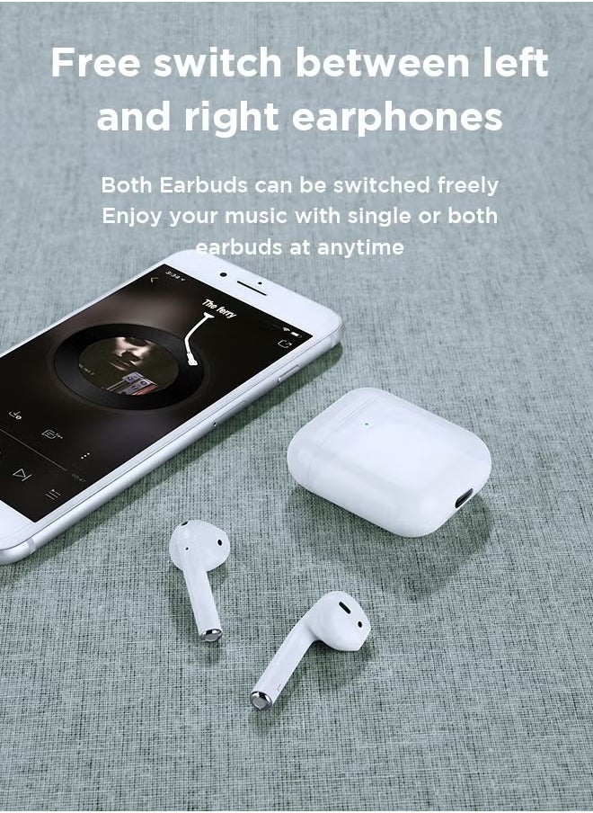 dida-cosmos - TWS Semi In-Ear Earphones Wireless Earbuds And Equipped With Anti-Fingerprint Silicon Case With Power Box Standard Version White - Image 1