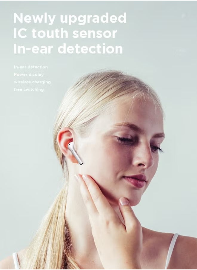 dida-cosmos - TWS Semi In-Ear Earphones Wireless Earbuds And Equipped With Anti-Fingerprint Silicon Case With Power Box Standard Version White - Image 1
