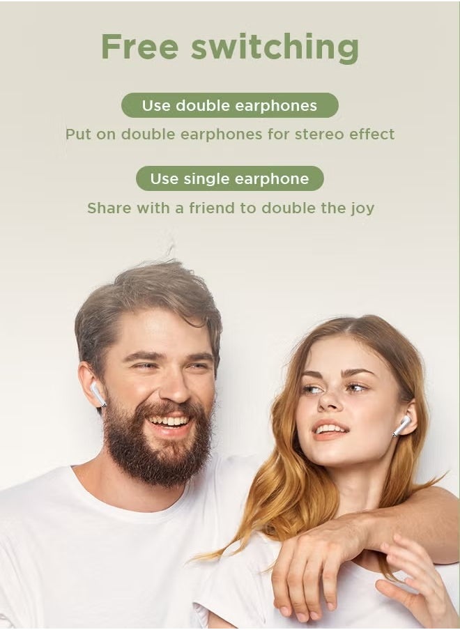 dida-cosmos - TWS Semi In-Ear Earphones Wireless Earbuds And Equipped With Anti-Fingerprint Silicon Case With Power Box Standard Version White - Image 1