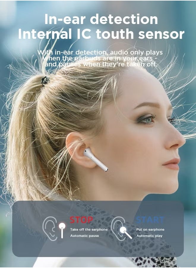 dida-cosmos - TWS Semi In-Ear Earphones Wireless Earbuds And Equipped With Anti-Fingerprint Silicon Case With Power Box Standard Version White - Image 1