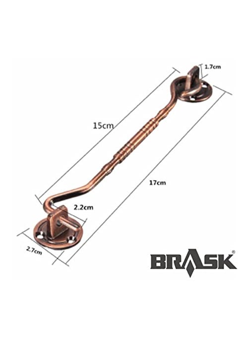 BRASK BRASK Brass Fancy GatehookWindow HookWindow StopperWindow Latch Pack of 2 6 Inches Golden Satin  - Image 5