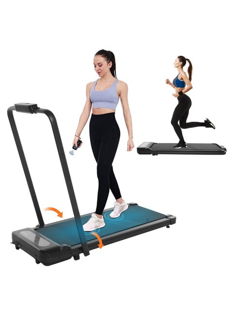 2.5HP Under Desk Treadmill, 2 in 1 Folding Treadmill, Portable Walking Pad Treadmill WalkingJogging for Home,Office,Installation-Free with Remote Control, Holder, LED Display, Large Running Belt