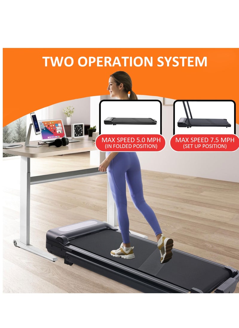 TDOO - 2.5HP Under Desk Treadmill, 2 in 1 Folding Treadmill, Portable Walking Pad Treadmill WalkingJogging for Home,Office,Installation-Free with Remote Control, Holder, LED Display, Large Running Belt - Image 1
