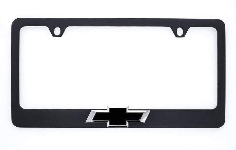 Chevrolet Chevy Chevrolet Metal Black License Plate Frame Tag Holder with 3D Bowtie Emblem