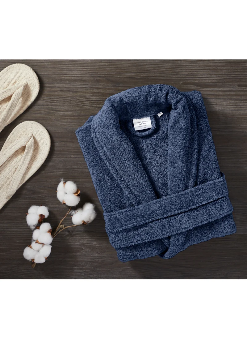 Donetella Unisex 100% Cotton Terry Bathrobe Small & Medium Size, 400 GSM, Luxurious & Absorbent, Ankle-Length with Shawl Collar & Pockets