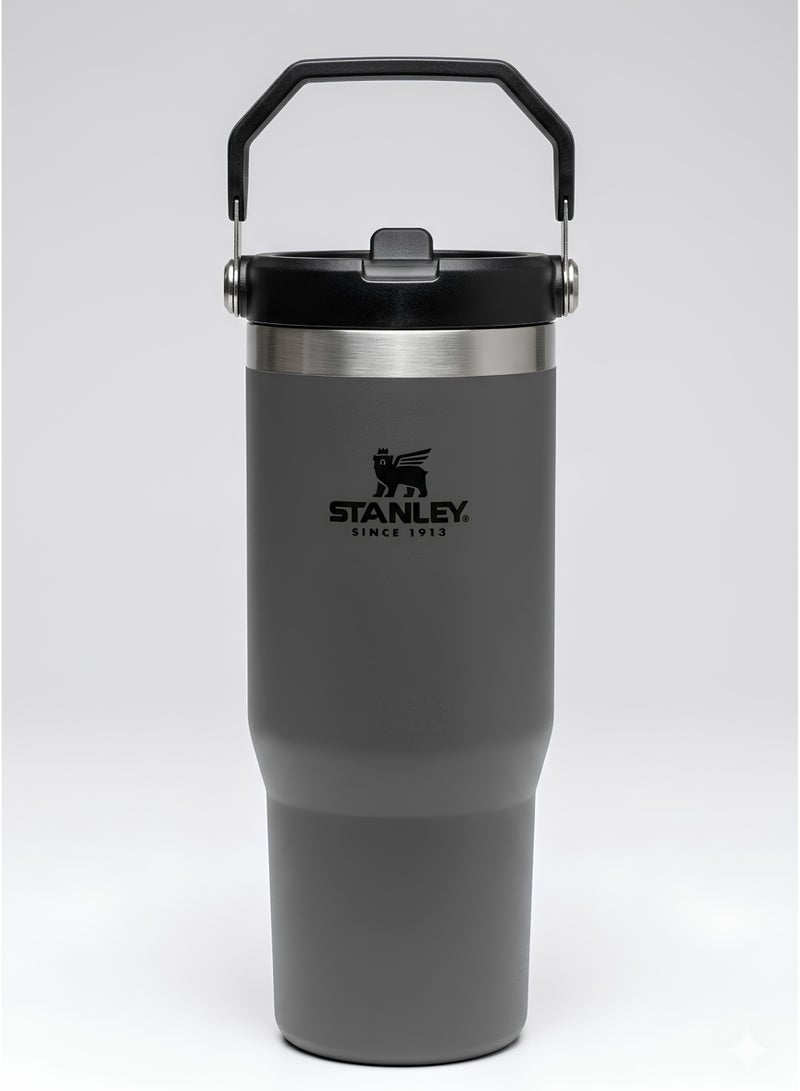 Stanley IceFlow 2.0 Fast Flow 30 oz Insulated Stainless Steel Tumbler with Handle – Leakproof BPA-Free Water Bottle with Twist-On Angled Spout Lid, Charcoal Black - Image 1