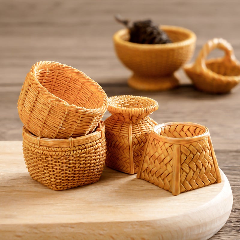 Creative Resin Simulated Rattan Woven Basket Decorative Bottle Cover - Image 4