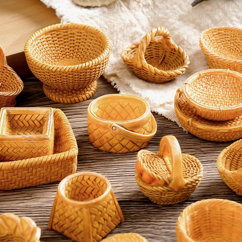 Creative Resin Simulated Rattan Woven Basket Decorative Bottle Cover - Image 1