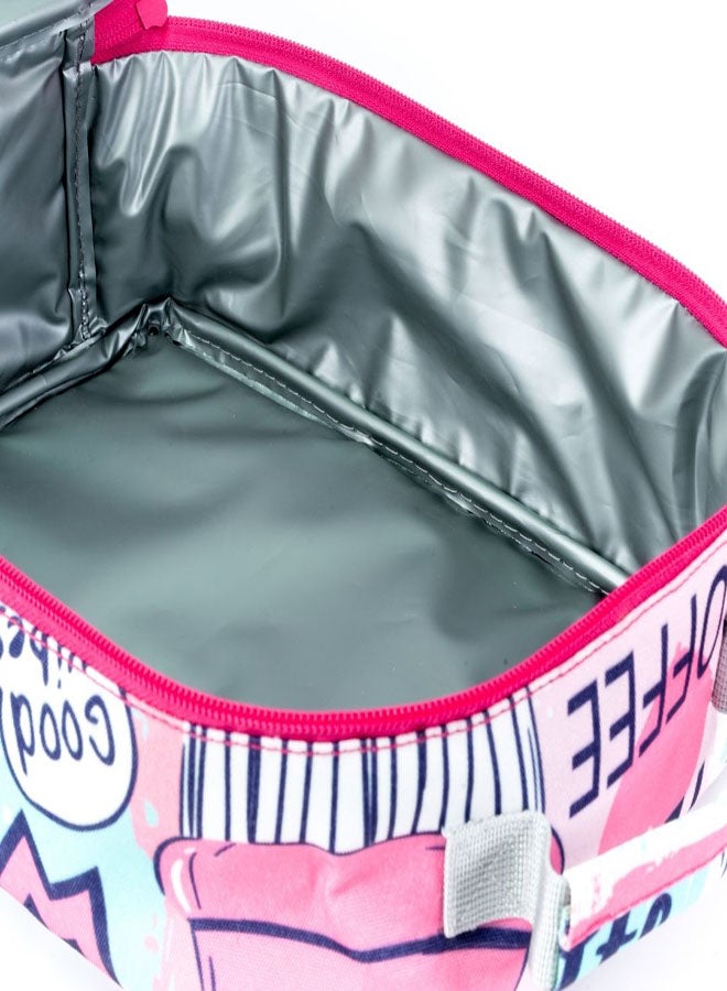 كابز "حقيبة غداء معزولة بطبعة قهوة ولاتيه مع حزام قابل للإزالة - مبطنة بمواد حرارية غير سامة، مثالية للمدرسة أو العمل أو السفر" - Image 4