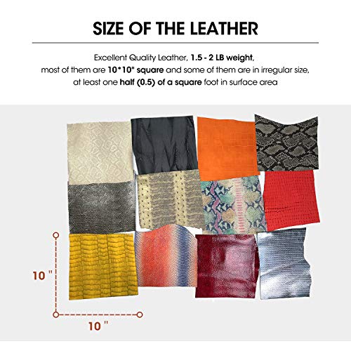 Mardili Printed and Embossed Upholstery Leather Scraps,1.5-1.8LBs Large Pieces,Square(10" *10") and Irrgular Size - Image 3