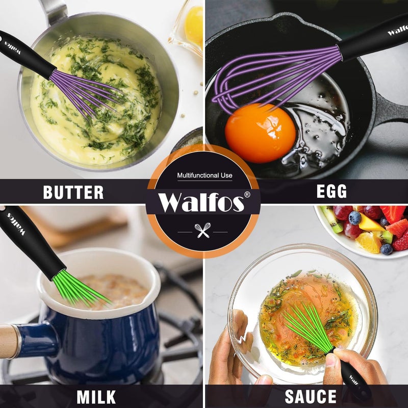 Walfos مخفقة سيليكون صغيرة من ، مقاس 5-7 بوصة، مقاومة للحرارة (480 درجة فهرنهايت)، لون أرجواني وأخضر. - Image 4