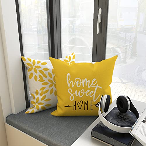 YCOLL Pillow Covers 18x18 Set of 4, Modern Sofa Throw Pillow Cover, Decorative Home Outdoor Linen Fabric Geometric Pillow Case for Couch Bed Car, Yellow - Image 3