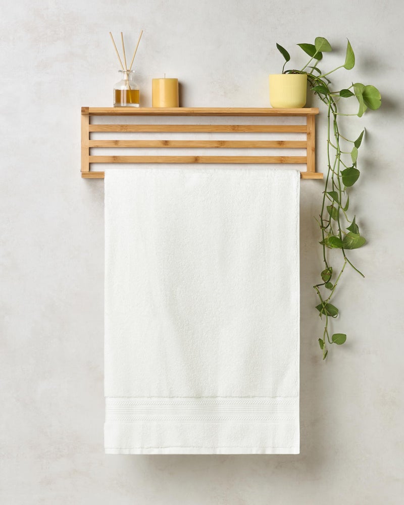 Himêya Himeya Bamboo Cotton Towels for Bath | Bath Towel Large Size | Bath Towel - Soft & Absorbent | 600 GSM | 1 Piece Bath Towel for Men/Women| 70 cms x 140 cms - White - Image 1