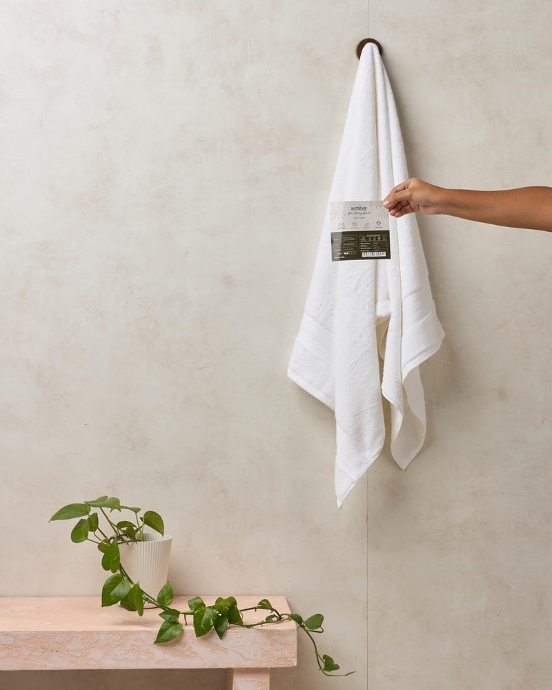 Himêya Himeya Bamboo Cotton Towels for Bath | Bath Towel Large Size | Bath Towel - Soft & Absorbent | 600 GSM | 1 Piece Bath Towel for Men/Women| 70 cms x 140 cms - White - Image 3
