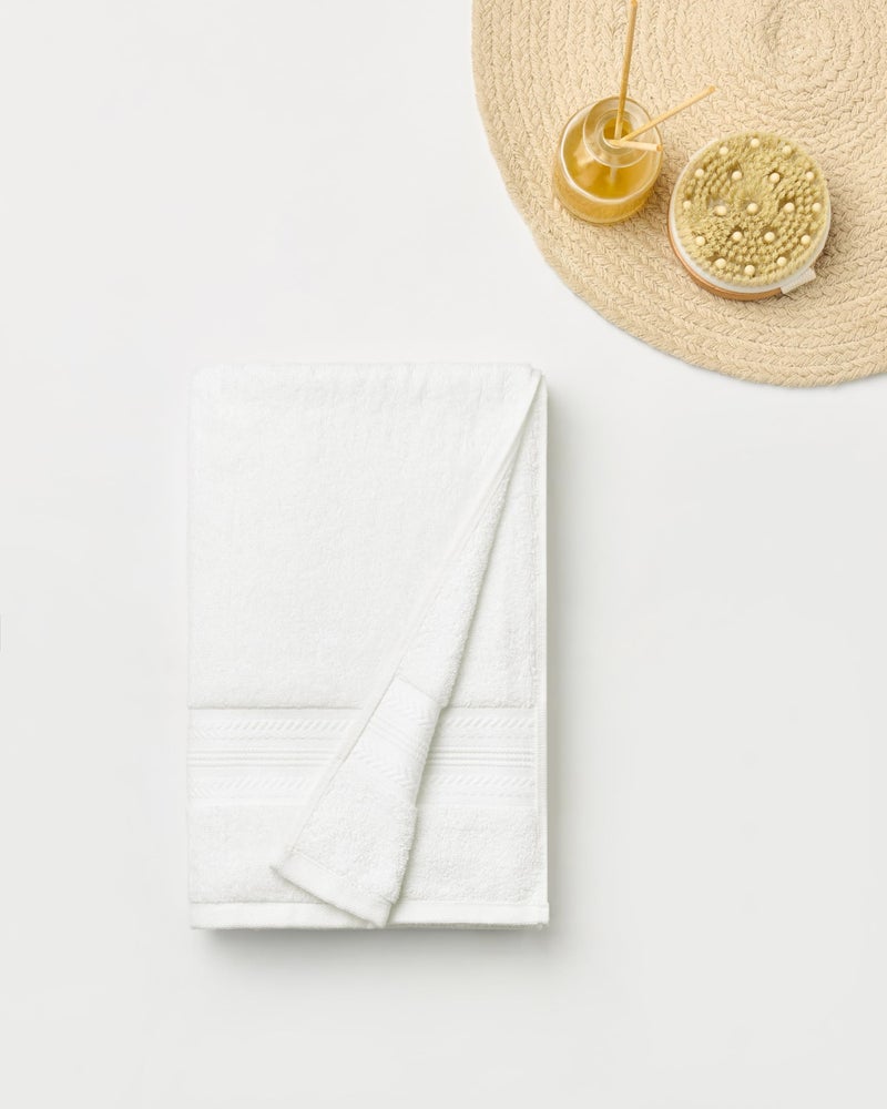 Himêya Himeya Bamboo Cotton Towels for Bath | Bath Towel Large Size | Bath Towel - Soft & Absorbent | 600 GSM | 1 Piece Bath Towel for Men/Women| 70 cms x 140 cms - White - Image 4