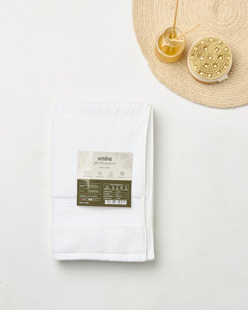 Himêya Himeya Bamboo Cotton Towels for Bath | Bath Towel Large Size | Bath Towel - Soft & Absorbent | 600 GSM | 1 Piece Bath Towel for Men/Women| 70 cms x 140 cms - White - Image 5