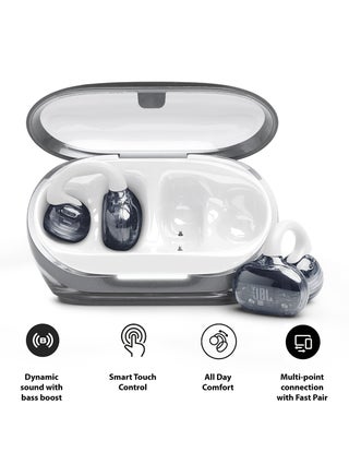JBL Soundgear Clips True Wireless Open-Ear Headphones, SonicArc Design, Up to 32 Hours Playtime, 4 Beamforming Microphones, IP54 Water and Dust Proof, JBL OpenSound Technology, Ghost White Ghost White