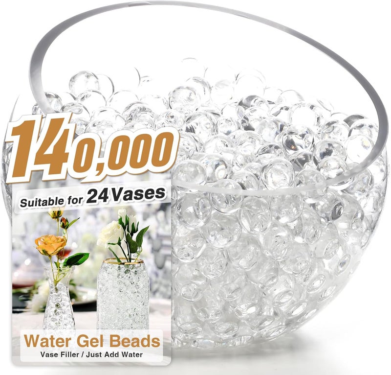 NOTCHIS 140,000 Clear Water Gel Beads for Vases, Transparent Water Gel Beads for Vase Filler, Candles, Wedding Centerpiece Floral Decorations - Image 1