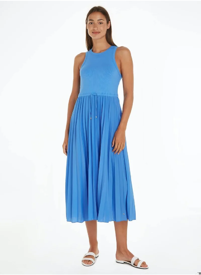 TOMMY HILFIGER Women's Sleeveless Pleated Midi Dress -  Stretch viscose, Blue