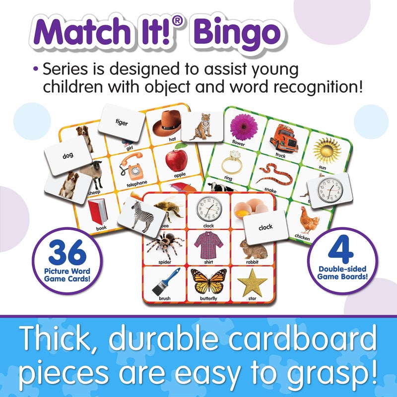 The Learning Journey: Match It! Bingo - Picture Word - Reading Game for Preschool and Kindergarten 36 Picture Word Cards, 9.5" H x 8" W x 0.1" D - Image 3