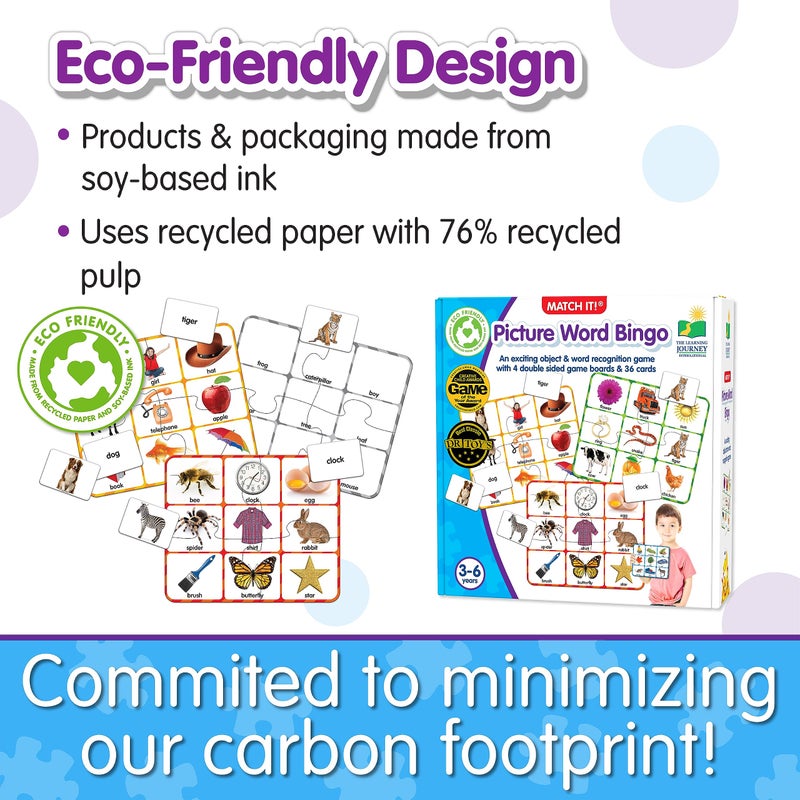 The Learning Journey: Match It! Bingo - Picture Word - Reading Game for Preschool and Kindergarten 36 Picture Word Cards, 9.5" H x 8" W x 0.1" D - Image 5