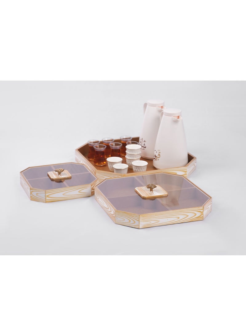 Wooden tray and boxes Set of 3 Pcs  - Image 2