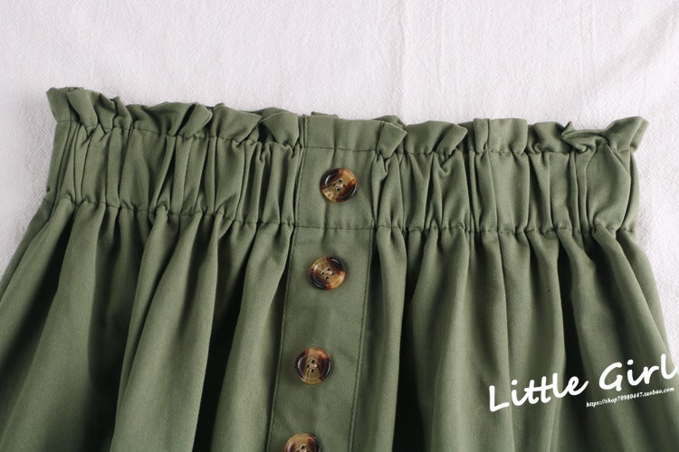 Spring/Summer 2023 New Slimming Solid Color All-Match Loose Waist Casual Loose Mid-Length Workwear Skirt for Children Khaki - Image 4