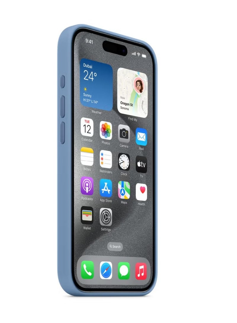 Silicone Apple IPHONE 15 PRO SILICONE CASE WITH MAGSAFE- Fogg Blue - Image 3