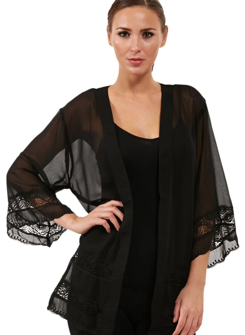 ELLA Scallop Lace Trim Kimono
