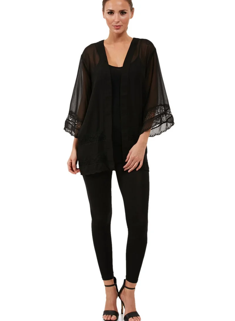 ELLA Scallop Lace Trim Kimono