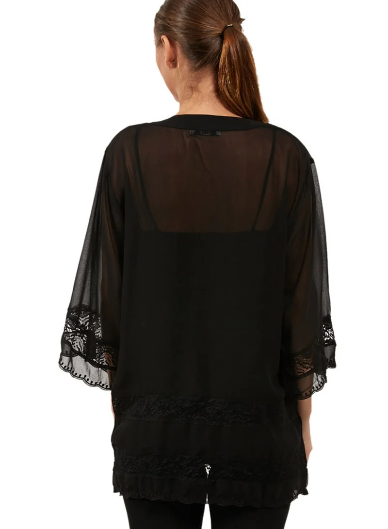 ELLA Scallop Lace Trim Kimono