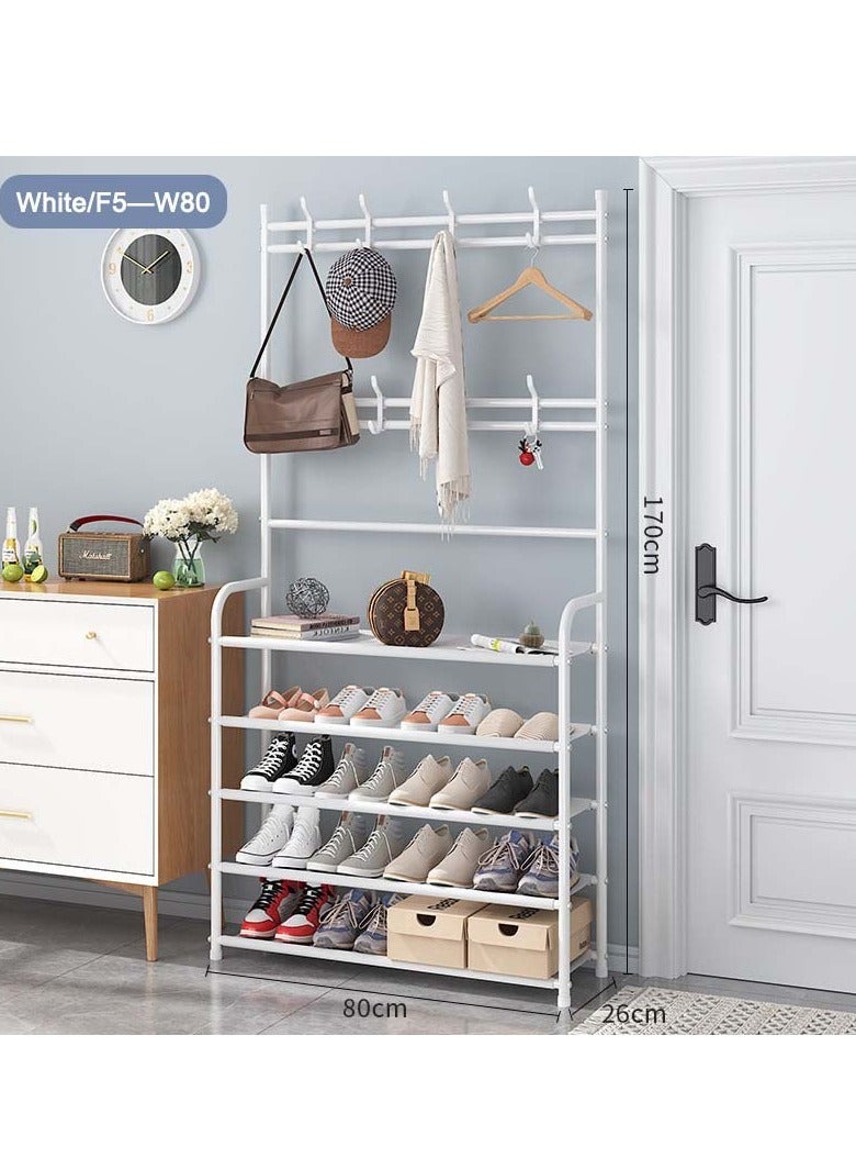 BAIG 5-Tier Metal Coat and Shoe Rack with 8 Hooks ,for Living Room, Bedroom, Office, Shoe Storage Organizer, Shoe Storage Organizer - Image 1