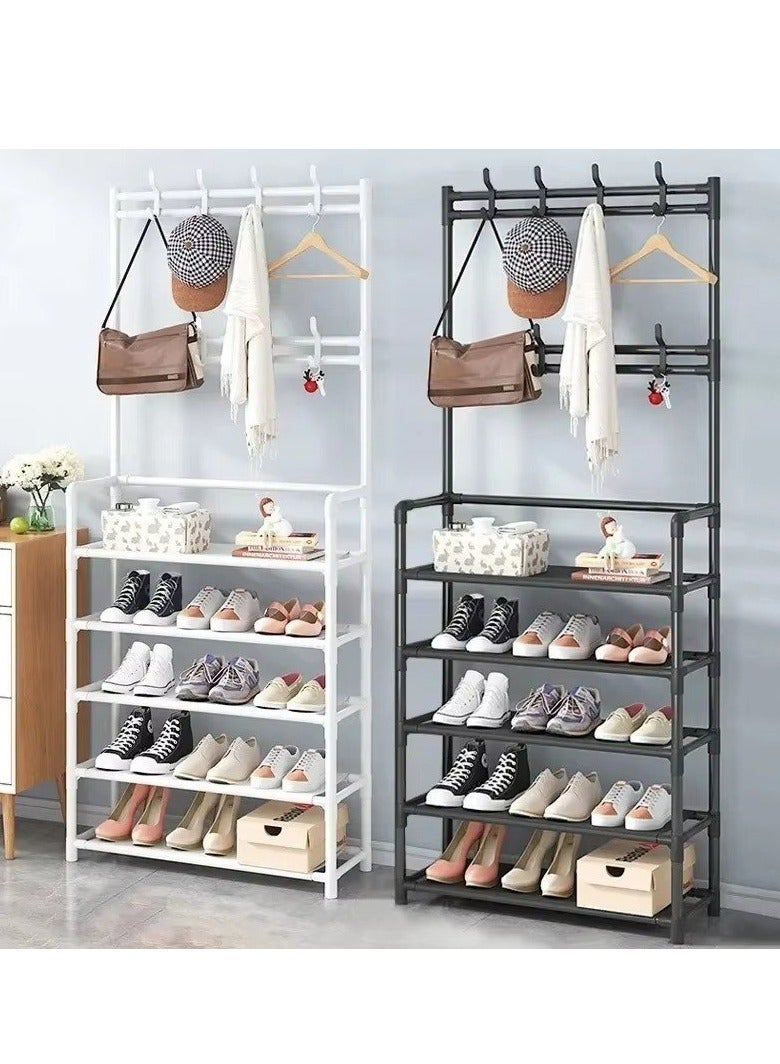 BAIG 5-Tier Metal Coat and Shoe Rack with 8 Hooks ,for Living Room, Bedroom, Office, Shoe Storage Organizer, Shoe Storage Organizer - Image 3