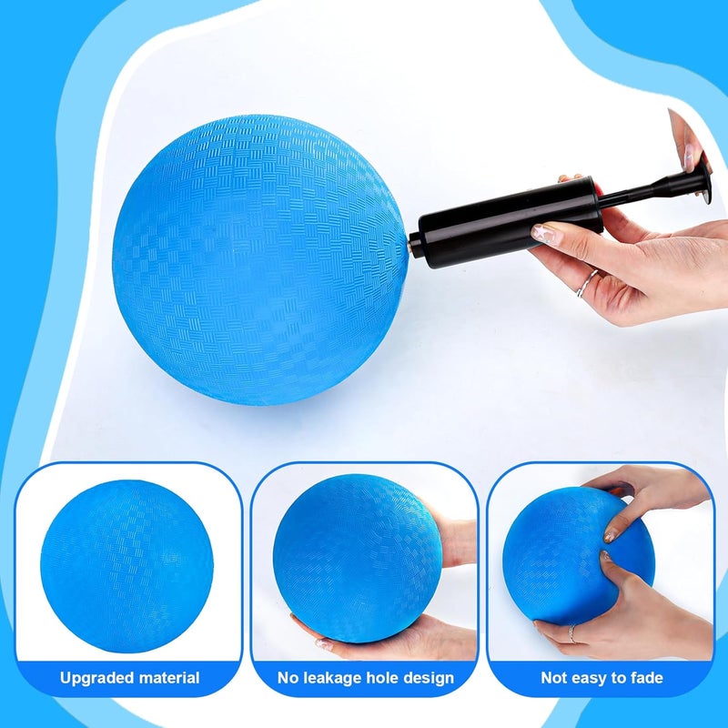 hehred طقم كرة القدم، كرة ملعب بقطر 8.5 بوصة، 4 كرات دودج مع 1 مضخة، كرات مطاطية للأطفال والبالغين في الهواء الطلق، حجم رسمي لكرات اليد القافزة للمخيمات والمدارس - Image 5