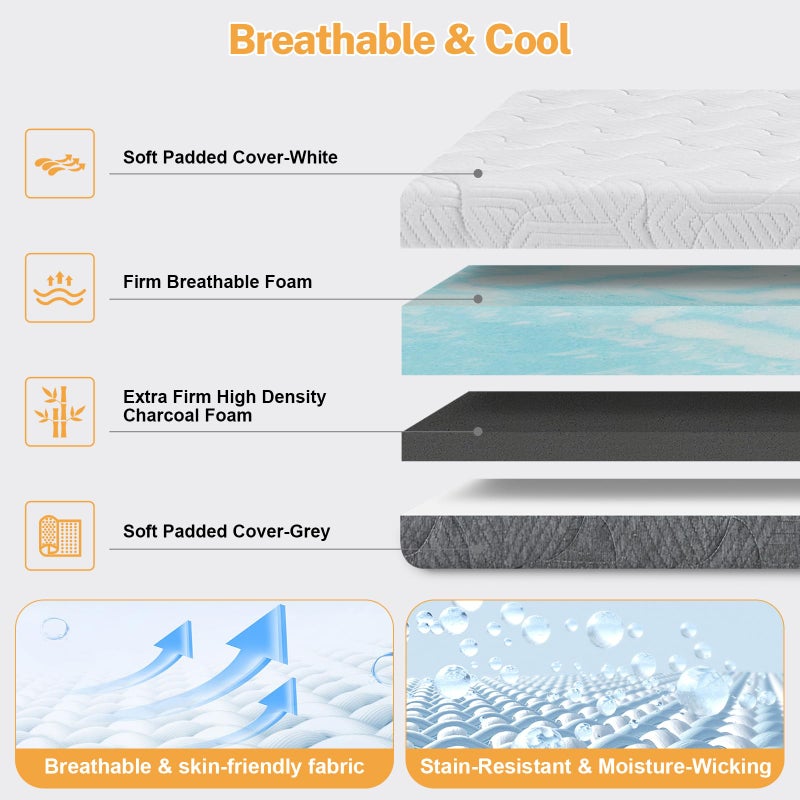 Vipbear Extra Firm Mattress Topper Queen Size 3 Inch, Firm to Extra Firm Mattress Pad with Dual Sides Flippable for Back Pain Relief, High-Density Support Bed Topper with Washable Cover,CertiPUR-US, 80" x 60" - Image 4