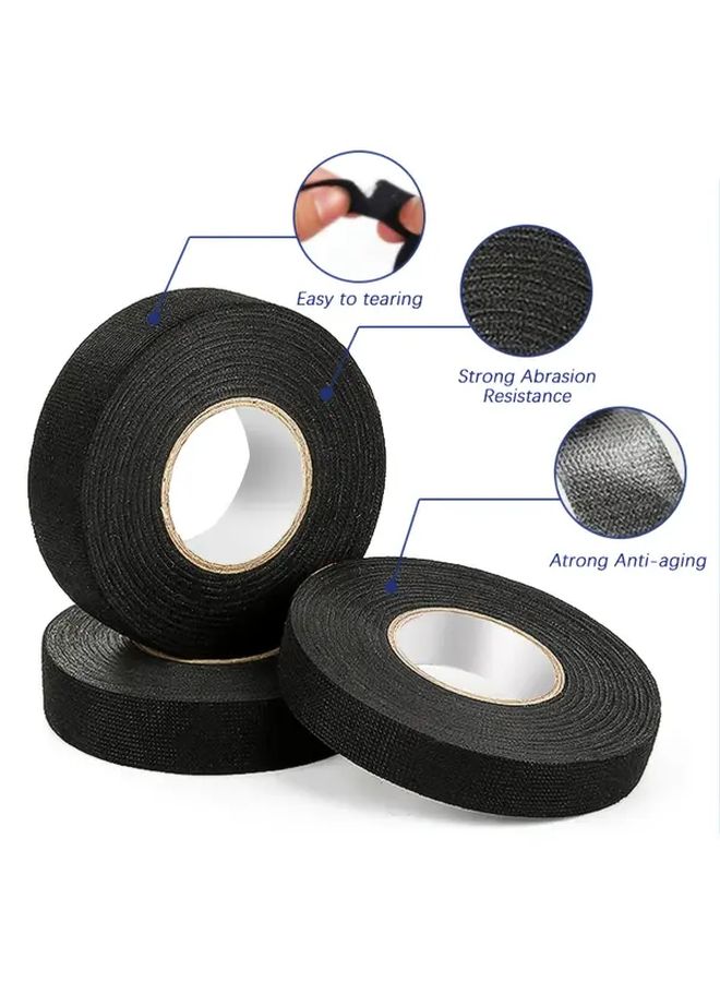 19mm x 15m Automotive Wiring Harness Tape Adhesive Fabric Wire Loom 2 Rolls - Image 3