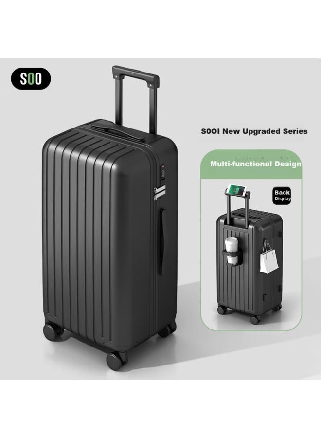 Soo Luggage, Stylish Multifunctional Suitcase With Cup Holder, Trolley Case For Men And Women, Password Lock, 26-inch, Dark Navy Blue - Image 1