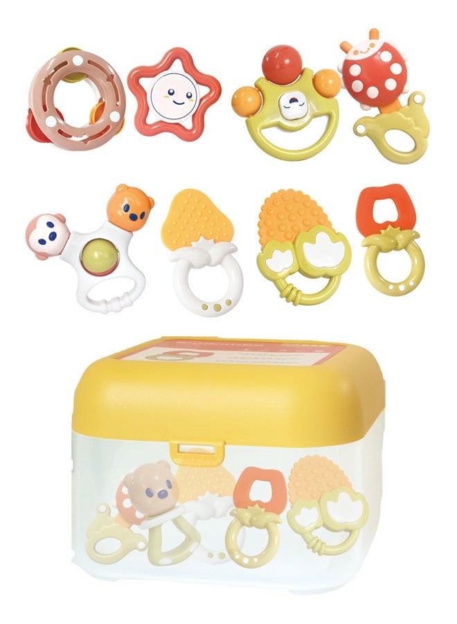 8PCS Baby Rattles Toys Set with Storage Case, Teething Toys for Babies,Newborn Present for Baby Boys and Girls - Image 1