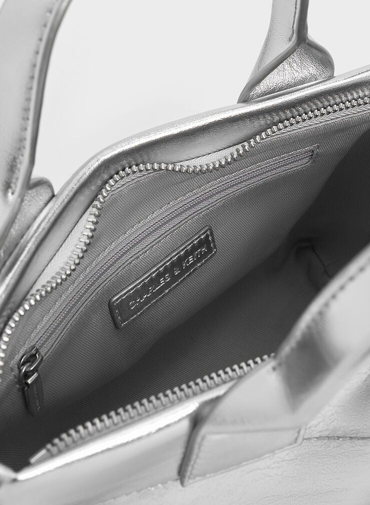 Charles & Keith Atwood Crinkle-Effect Chain-Embellished Tote Bag - Image 5