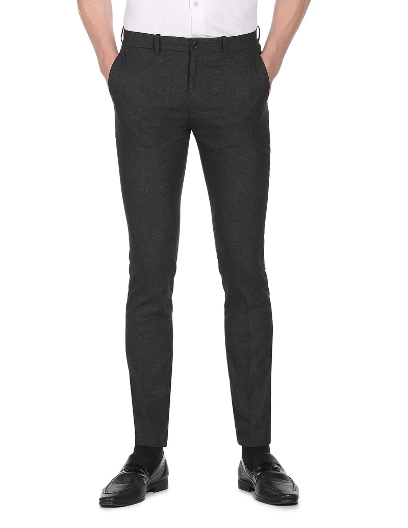 Arrow Charcoal Jackson Super Slim Fit Heathered Trousers for Men | Best Price UAE