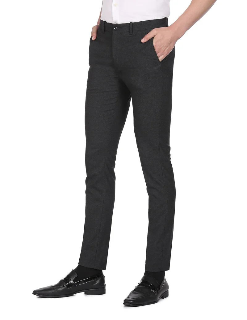 Arrow Charcoal Jackson Super Slim Fit Heathered Trousers for Men | Best Price UAE
