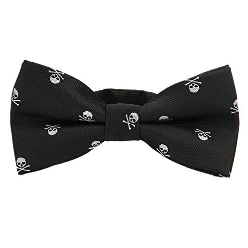 Hello Tie Men's Bowtie Skull Pattern Design Bow Ties, White Skull, One Size - Image 1