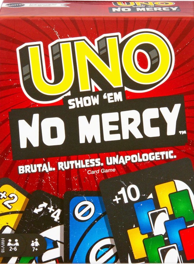 Mattel Games UNO Show ‘em No Mercy Card Game for Kids, Adults & Family Parties & Travel with Extra Cards, Special Rules & Tougher Penalties - Image 1