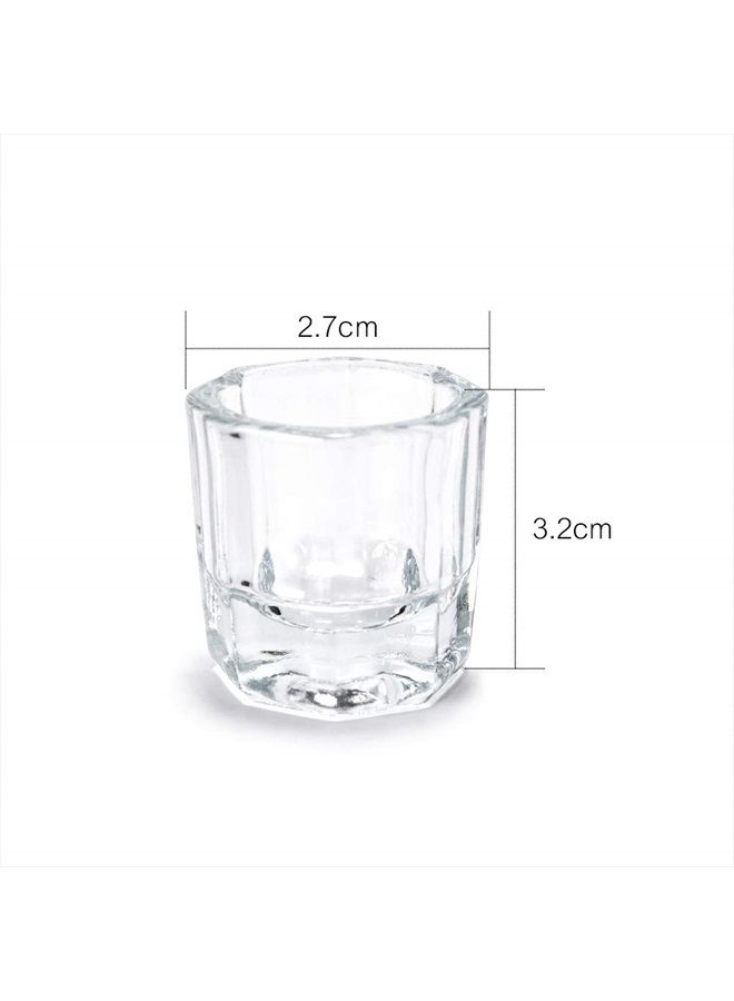 ConStore 2PCS Glass Crystal Dappen Dish with Lid Mini Bowl Cups Nail Art Tools Clear Nail Art Equipment for Mixing Liquid Powder - Image 3