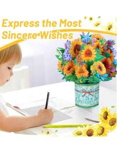Excefore Art Paper Pop Up Cards Flower Floral Gift Anniversary Card Card for Wife Card for Mom Mother’s Day Card with Note Card and Envelope  - Image 3