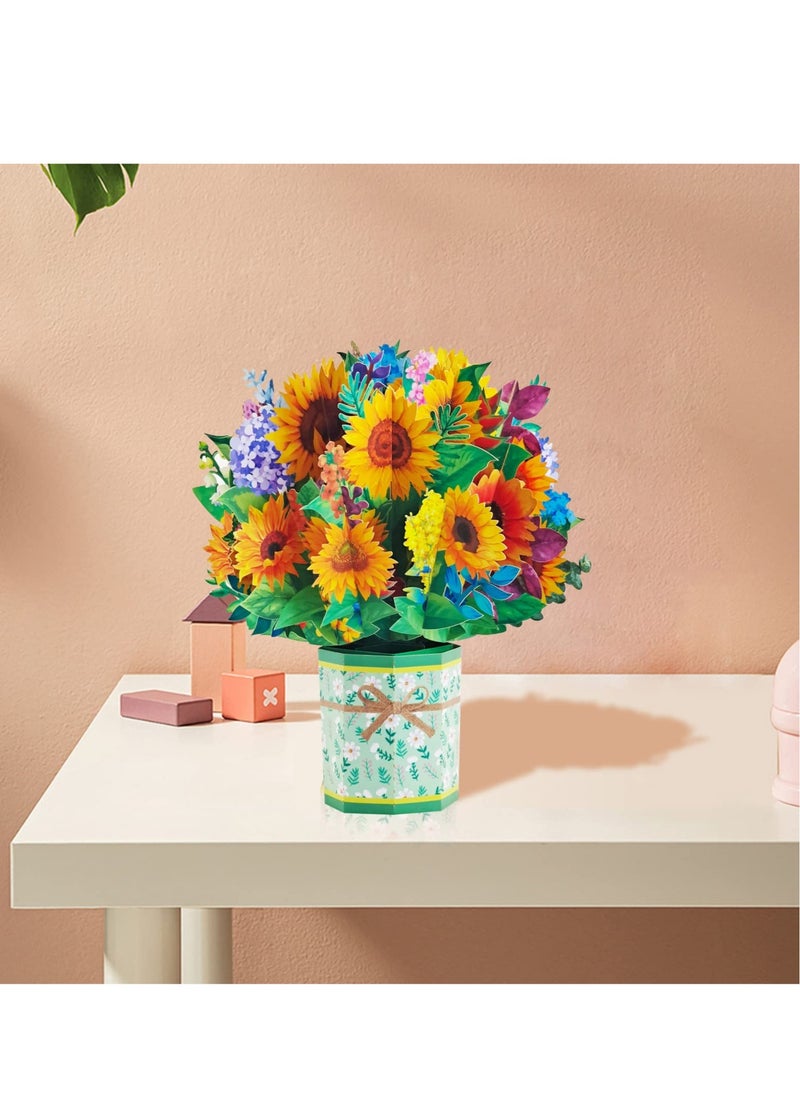 Excefore Art Paper Pop Up Cards Flower Floral Gift Anniversary Card Card for Wife Card for Mom Mother’s Day Card with Note Card and Envelope  - Image 2