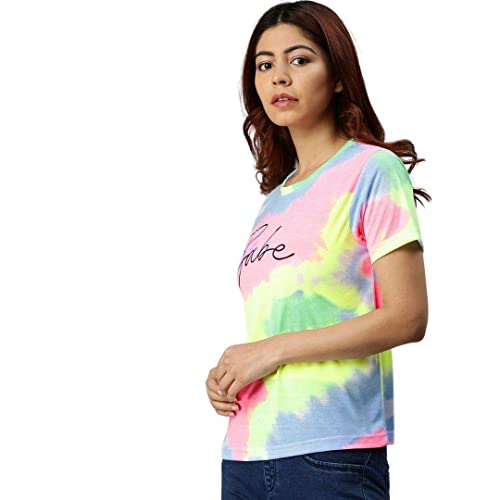 JUNEBERRY® Tie & Dye Printed Half Sleeve Round Neck Regular Fit T-Shirt Combo for Women (Pack of 2) - Image 3